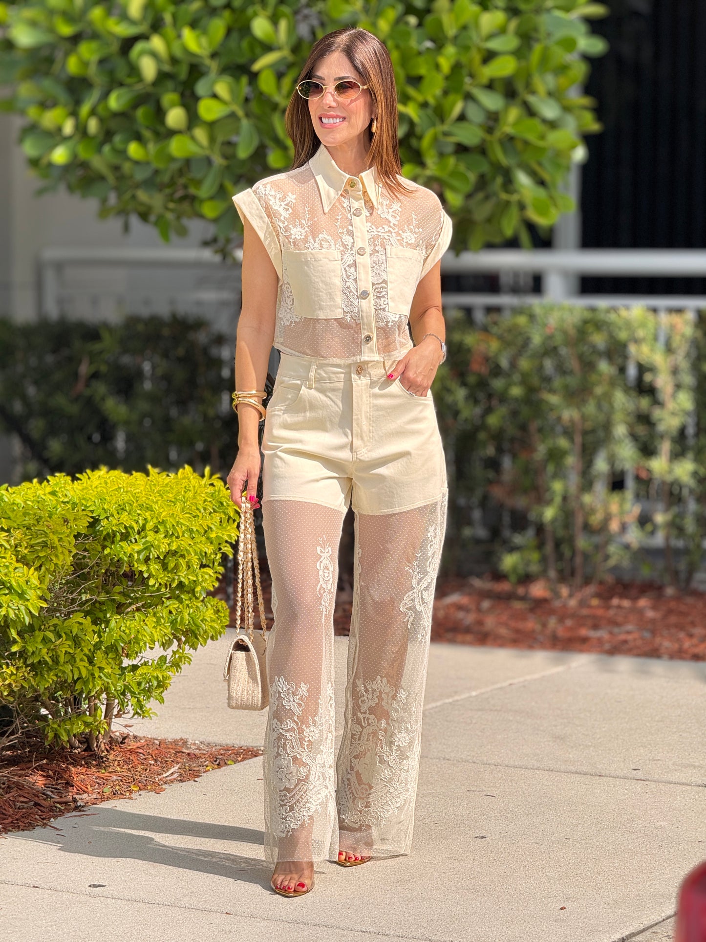Tennie Beige Lace Collar Set