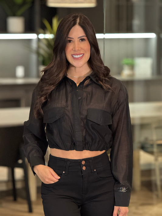 Dreamy Black Sheer Blouse