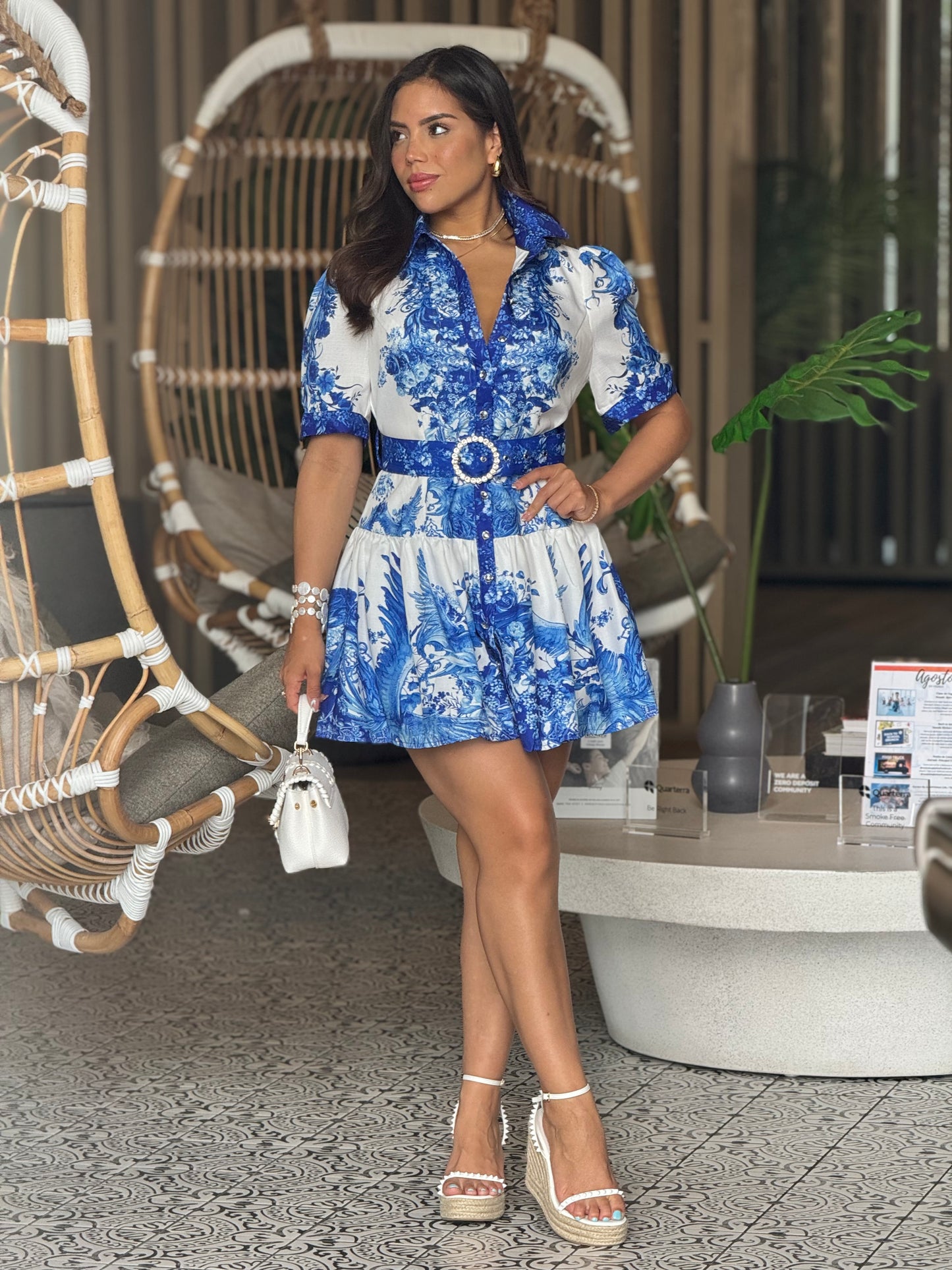 Antoinette Blue Print Dress