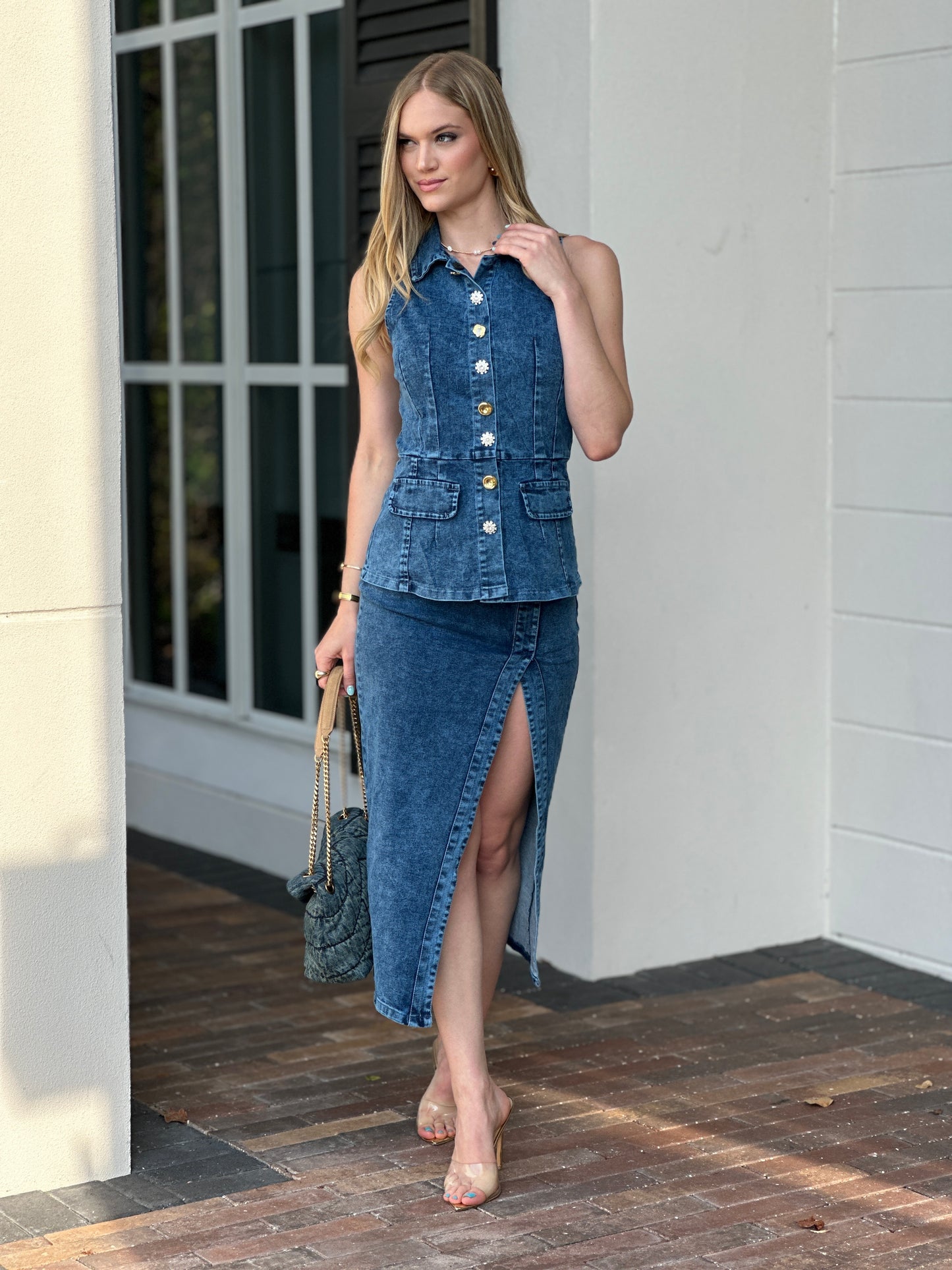 Century Denim Vest & Skirt Set