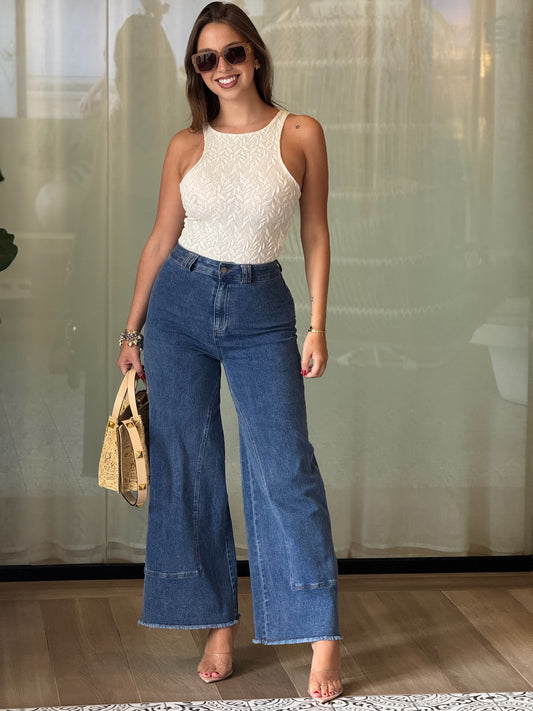 Mustard Denim Wide Jeans