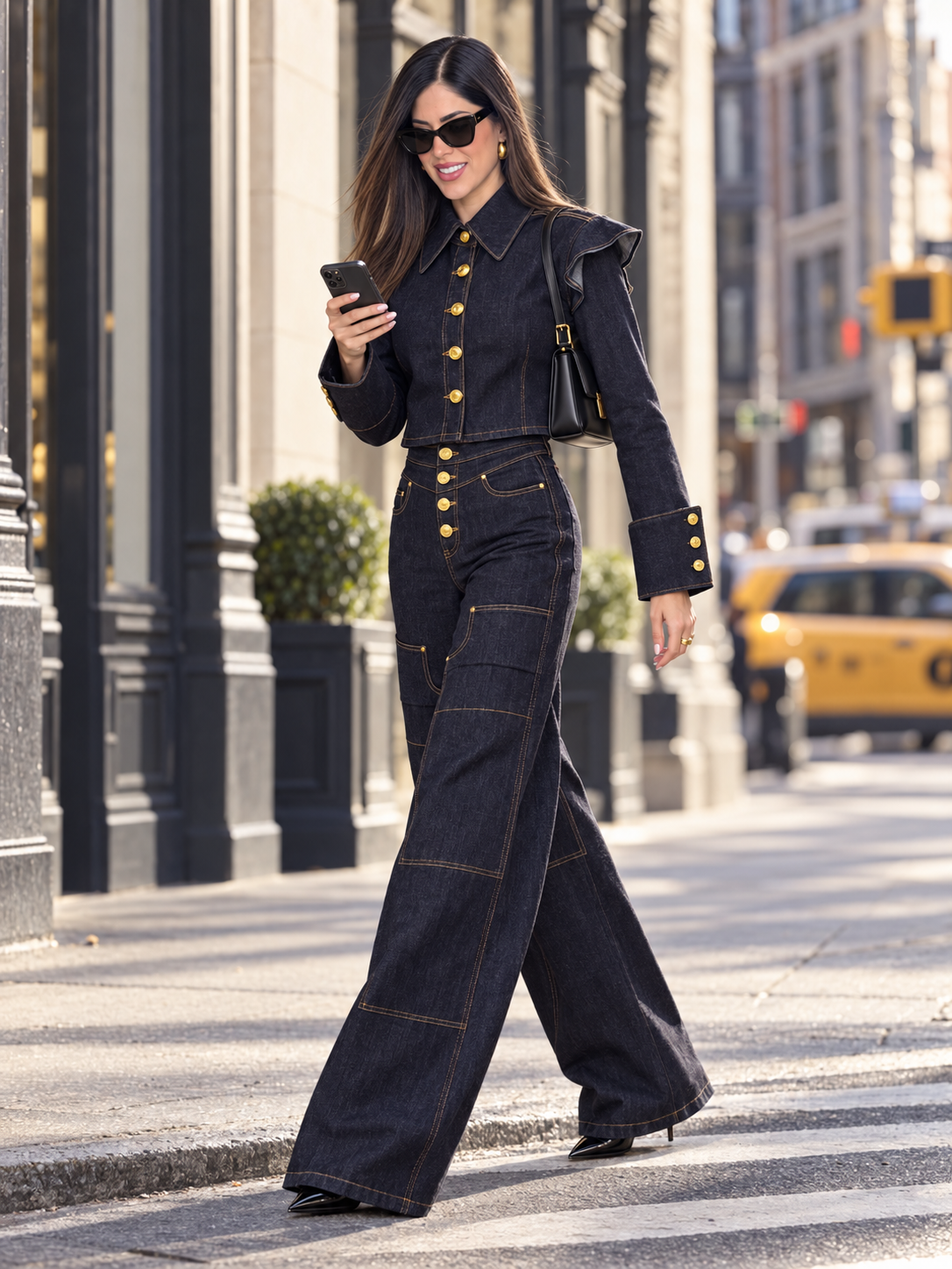 Tennie Dark Denim Utility Ruffle Set