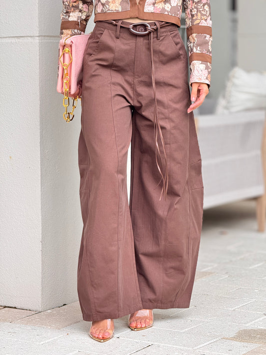 Linzy Brown Cords Barrel Pants