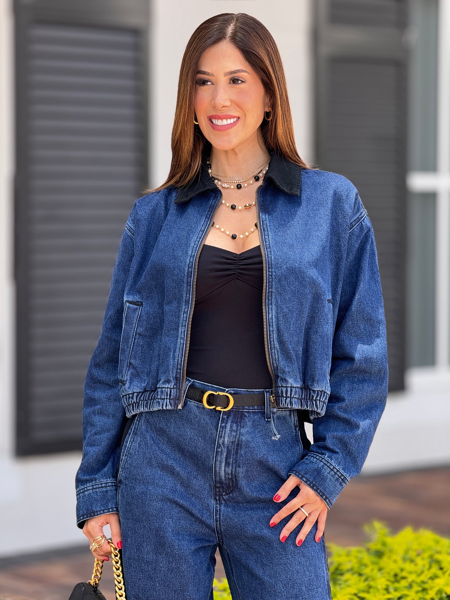 Miou Denim+Black Border Jeans Set