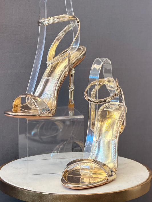 Prisca Gold Heel Sandals