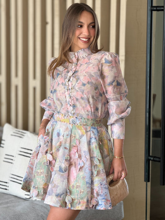 Gardenia Floral Print Skirt Set