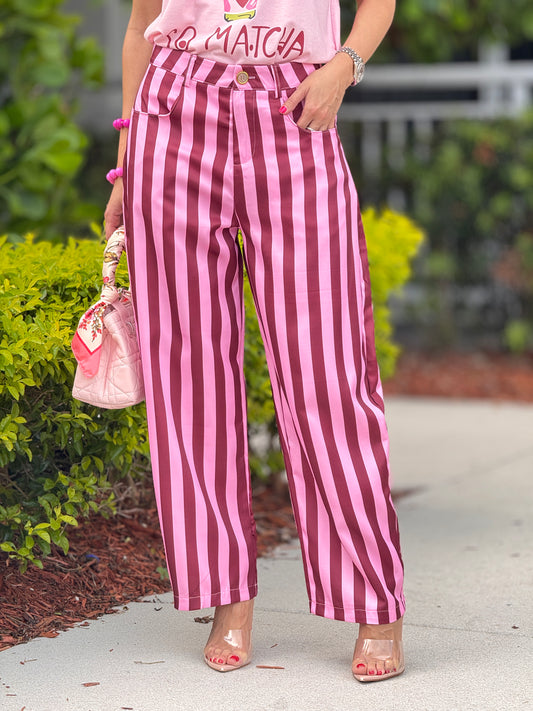 Dazzy Pink/Maroon Lines Pants
