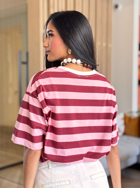 Club Amour Pink/Burgundy Lines T-Shirt