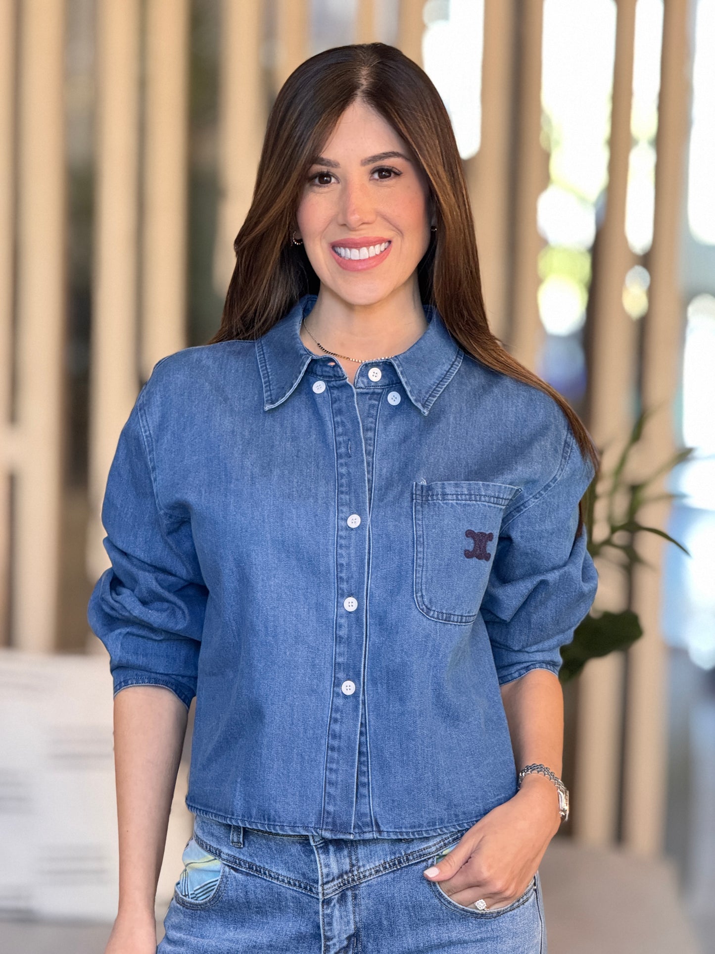 Celi Dark Denim Shirt Top
