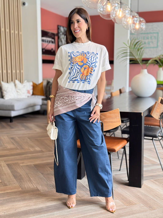 Bandana Navy Paisley Barrel Pants