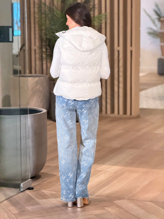 Marfa White Puffy Vest