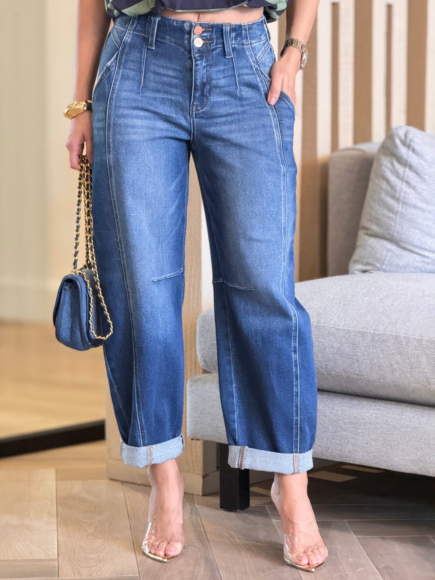 Risen Denim Bronce Button Jeans