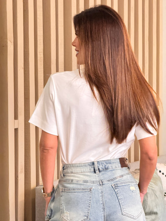 Lorie White Embroidery T-Shirt