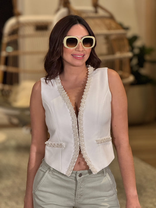 Pamela White Pearl Vest