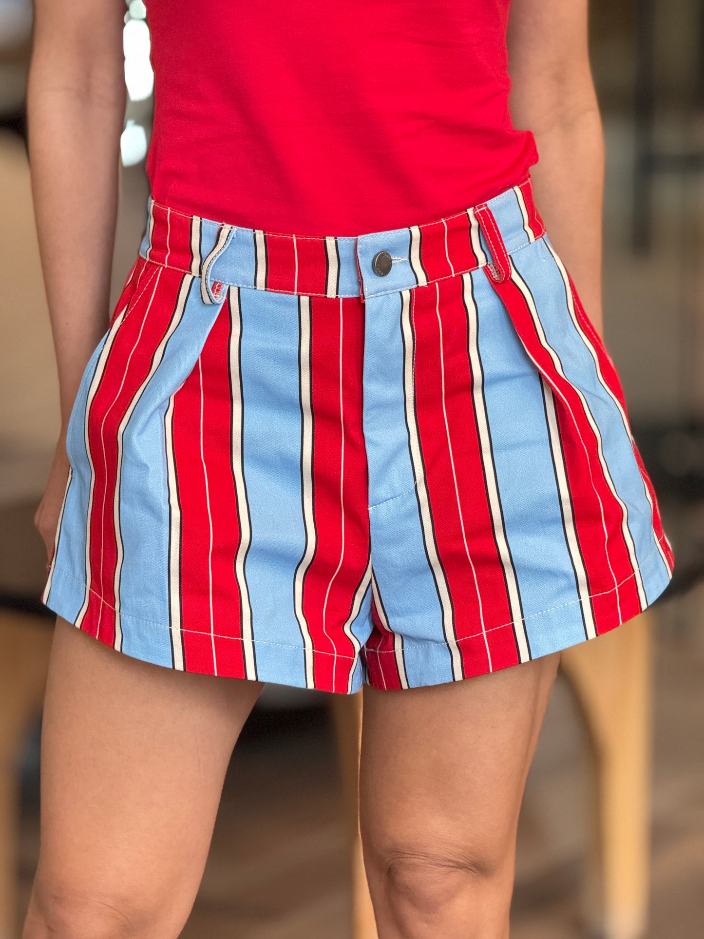 Lumi Red/Blue Lines Shorts