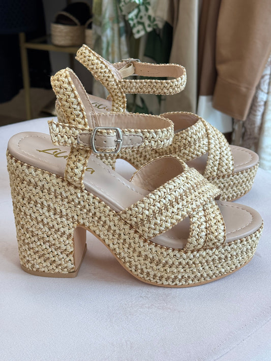 Dandy Beige Raffia Sandals