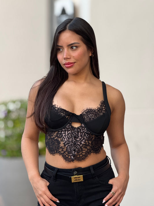 Praline Black Bralette Top