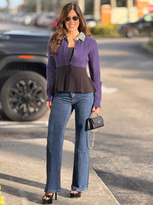 Lizzie Dark Denim Simple Rhinestone Jeans