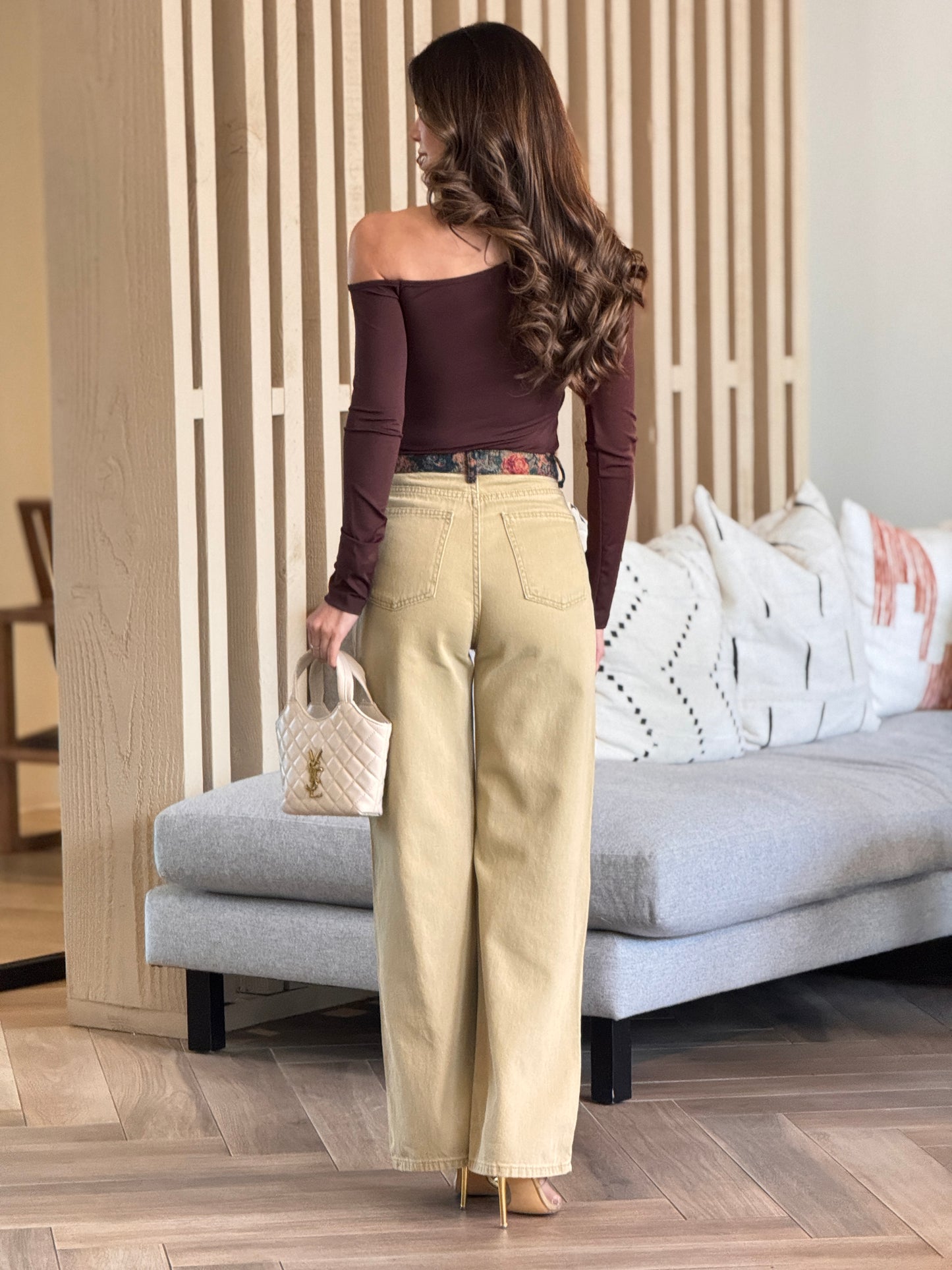 Liah Brown Cutout Neck Sleeves Top