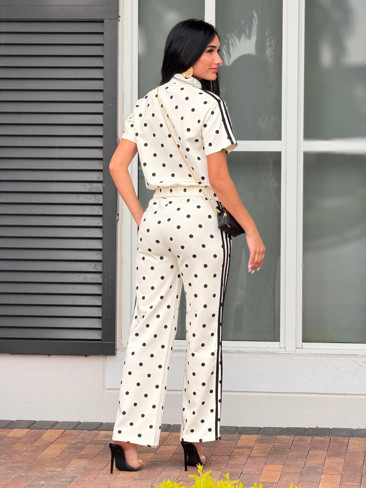 China Ivory/Black Satin Polka Dot Set