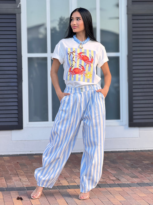 Italy Light Blue Lines Joggers Pants