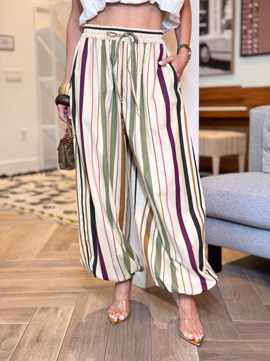 Lumi Green/Ivory/Yellow Lines Pants