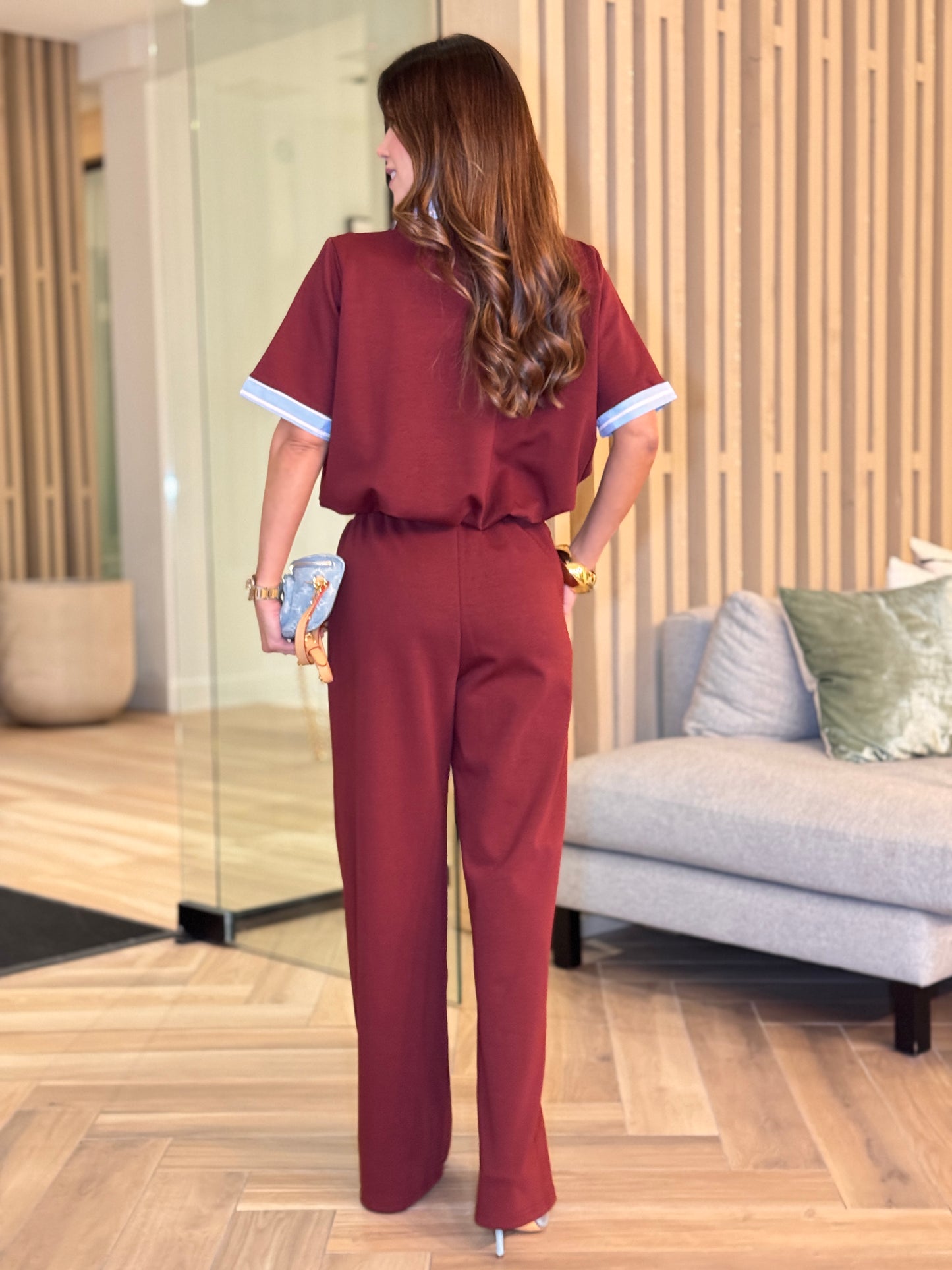 Tennie Burgundy/Blue Collar Sport Set