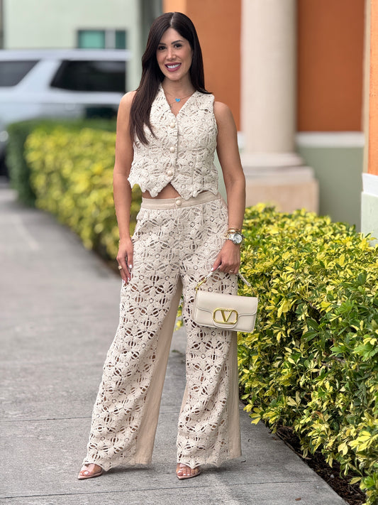 Marjorie Sequin Torchon Short Vest Set