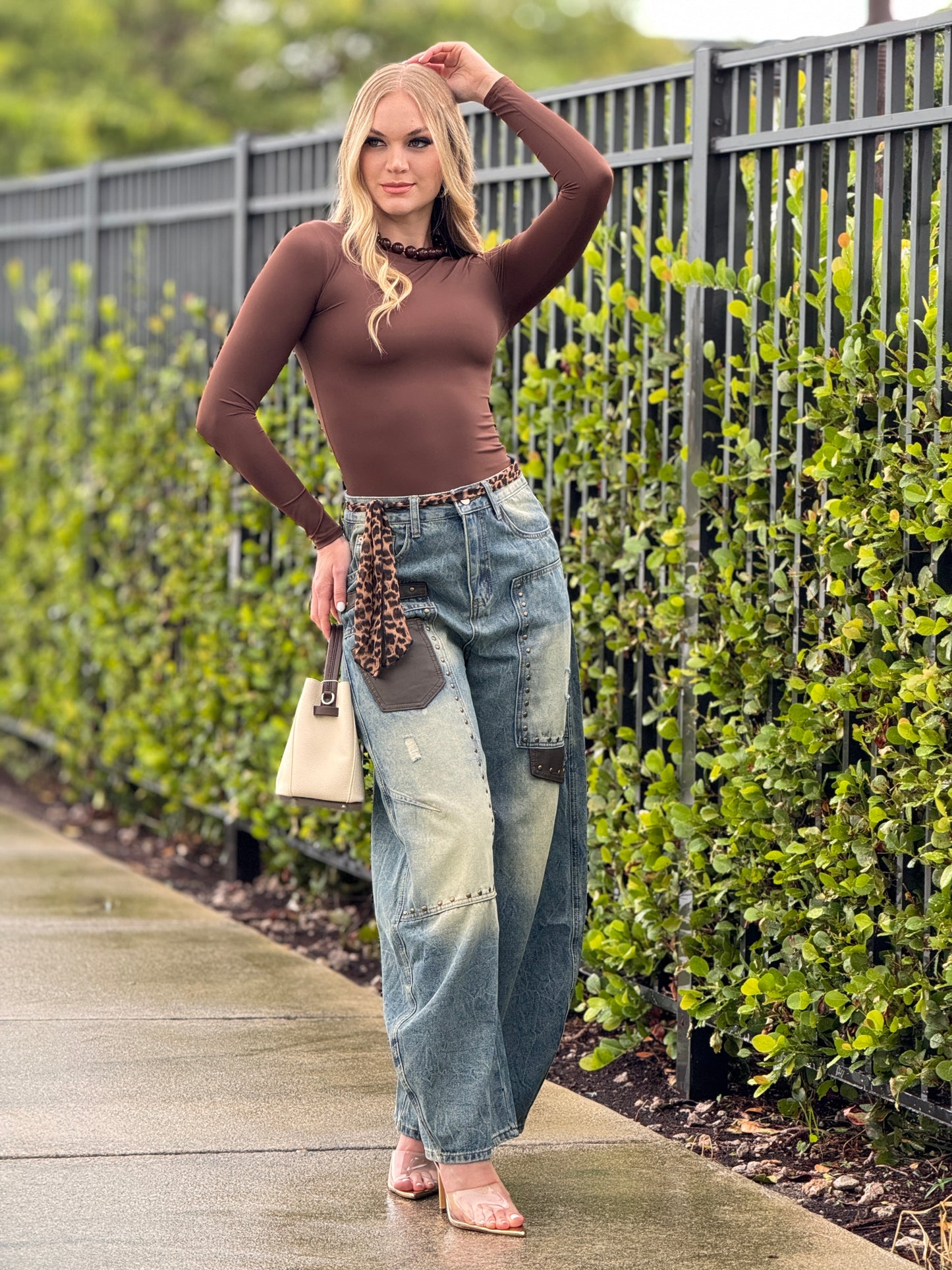 Dazzy Denim Leopard Scarf Jeans