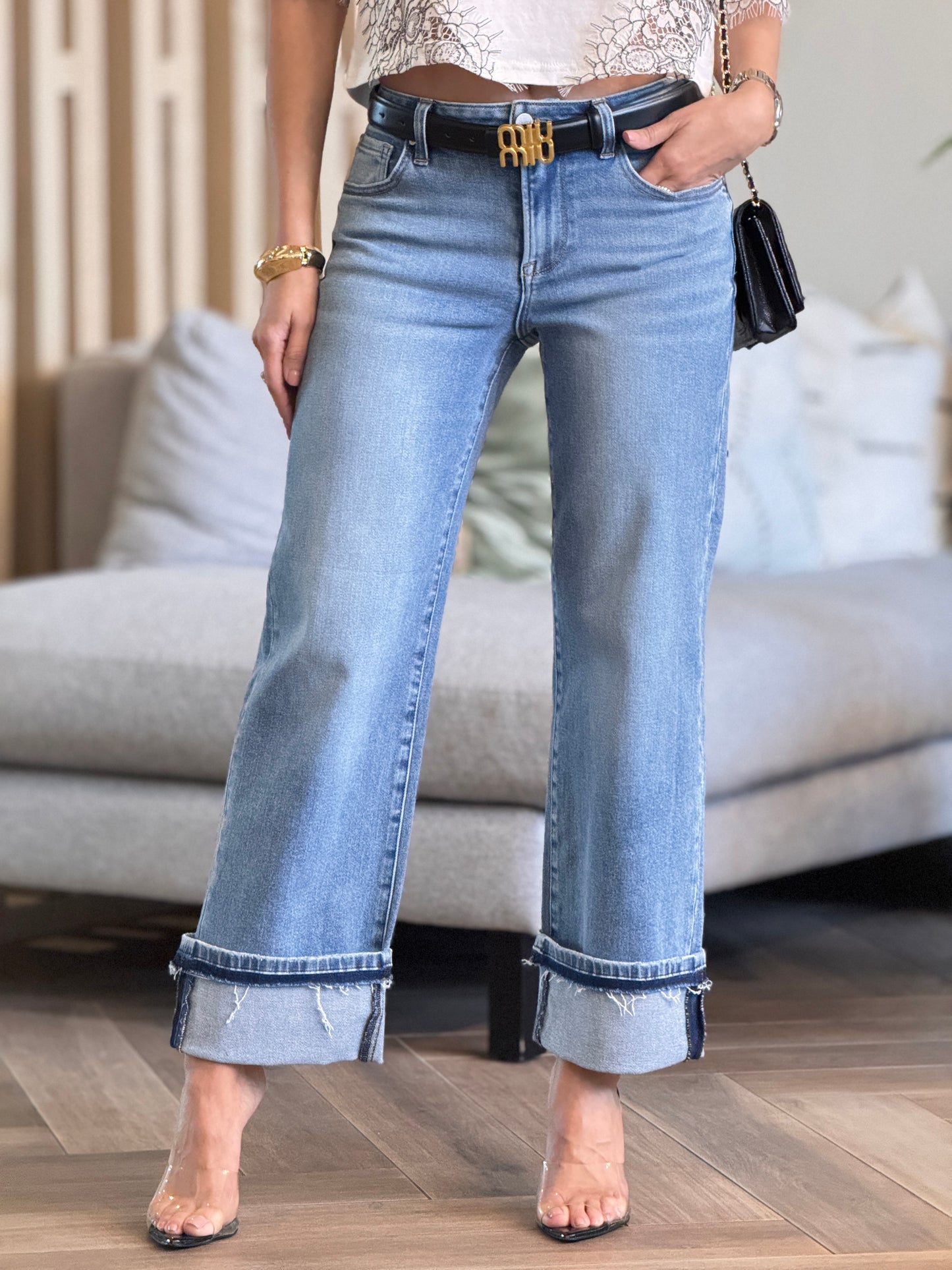 Risen Denim Acid Wash Boot Jeans