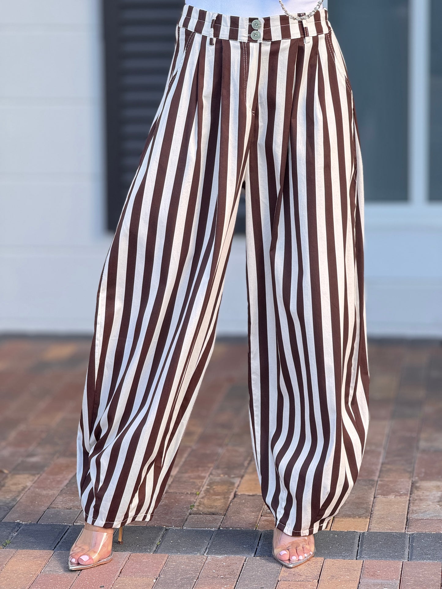 Italy Brown Lines Joggers Pants