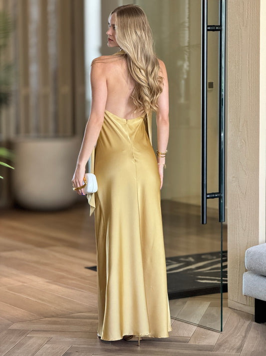 Norkys Yellow Satin Dress Gala