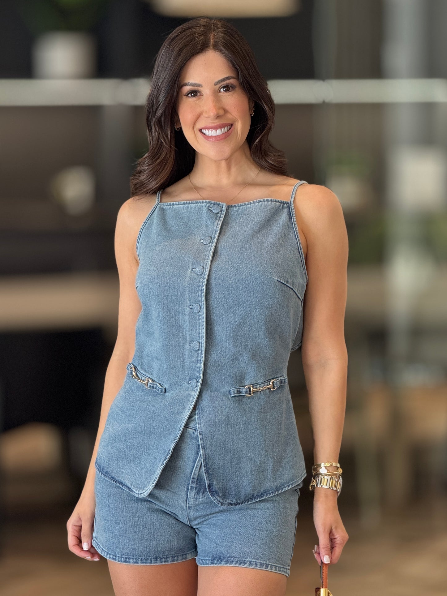 Bethany Denim Chains Short Set