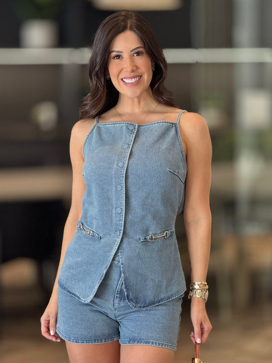 Bethany Denim Chains Short Set