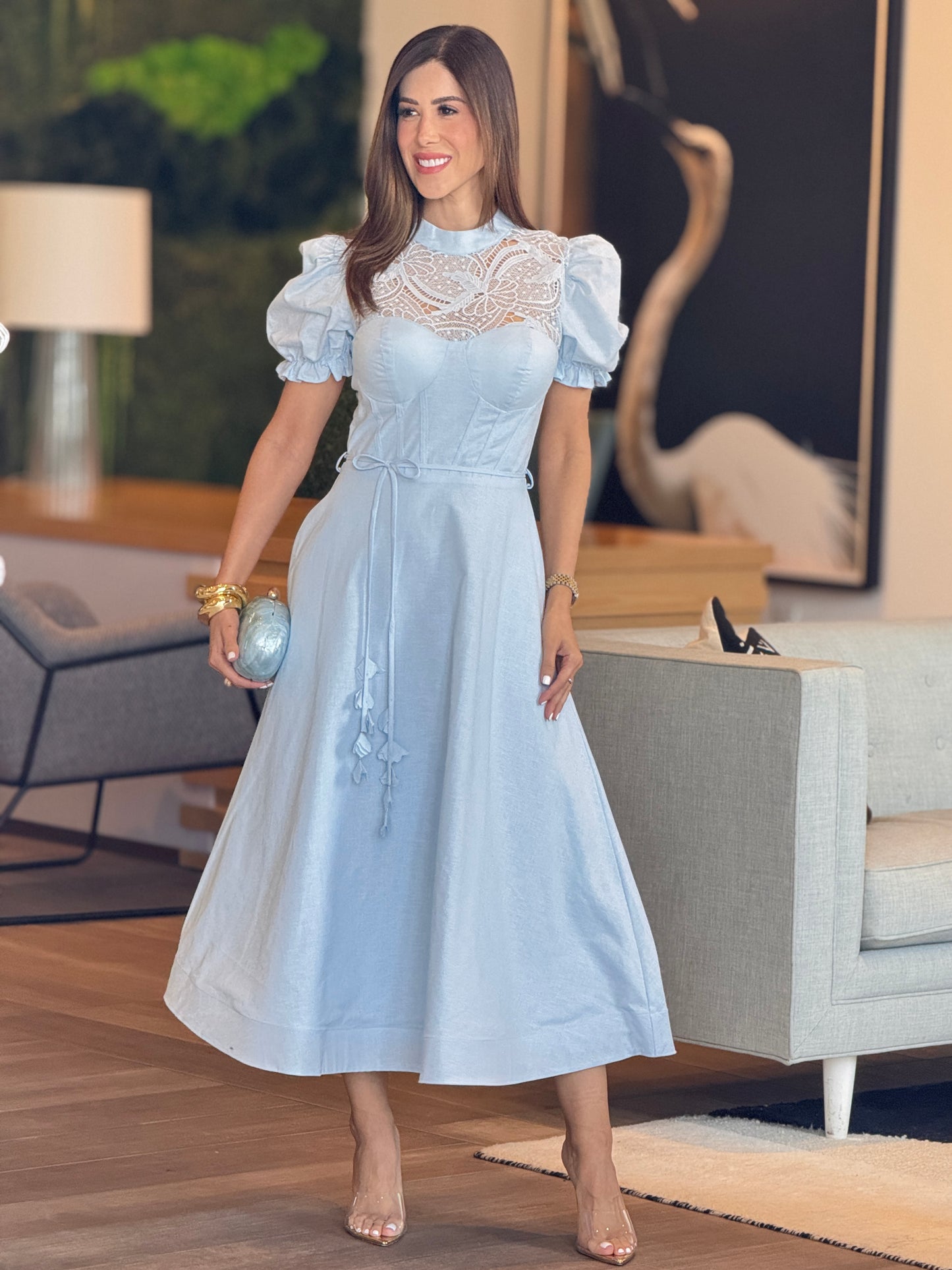 Lucy Blue Torchon Puffy Dress