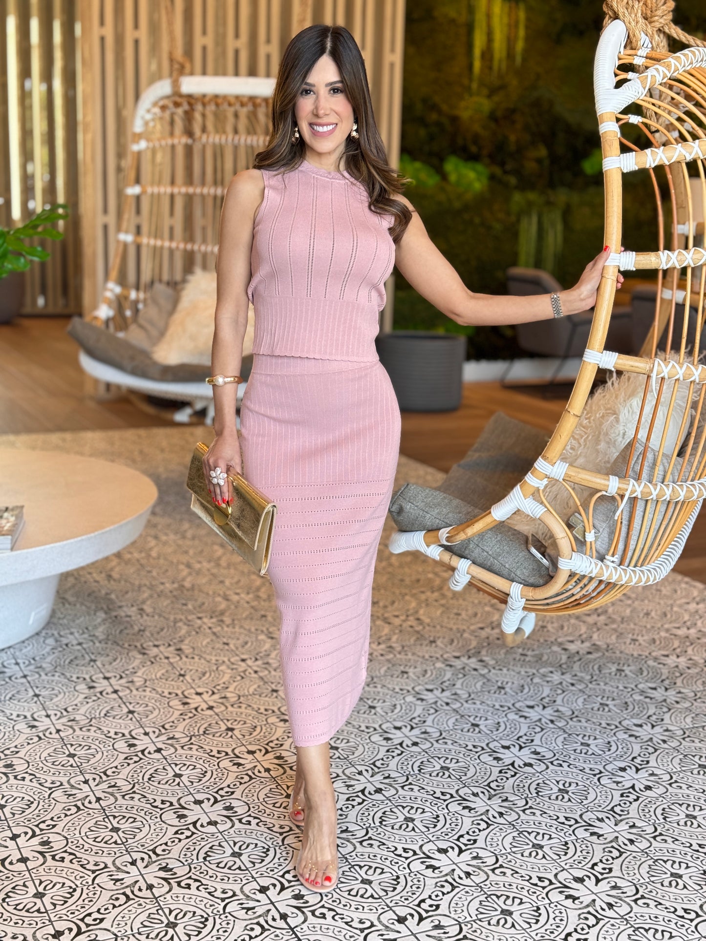 Rivera Pink Knit Skirt Set