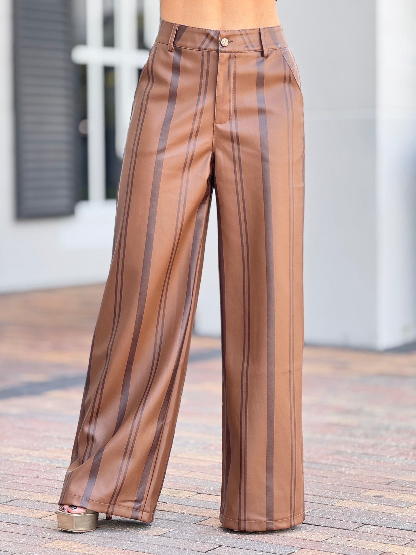 Azura Brown Lines Leather Pants