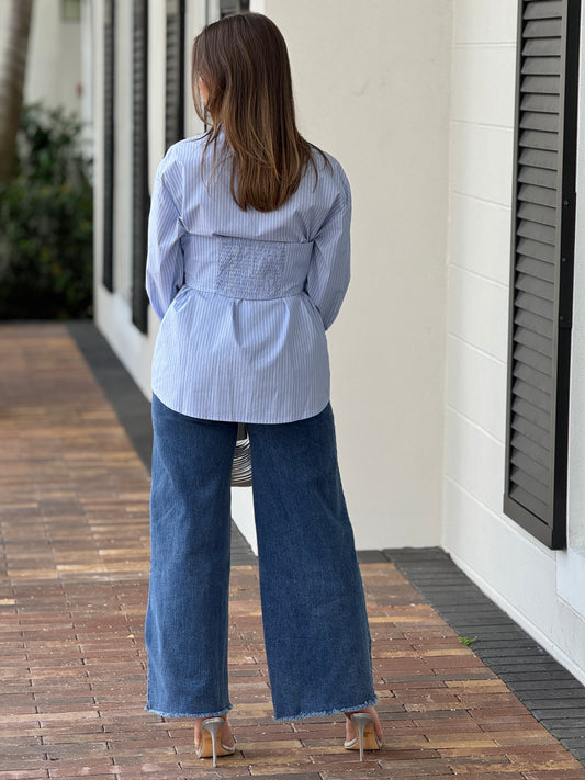 Alessia Blue Lines Corset+Shirt Top