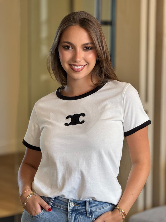 Celi White/Black Logo T-Shirt