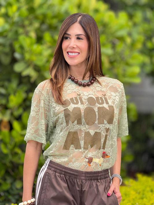 Mon Ami Green Lace T-Shirt
