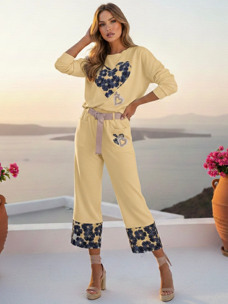 Italy Yellow Heart Torchon Set