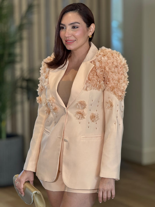 Effie Peach Blazer+Short Set