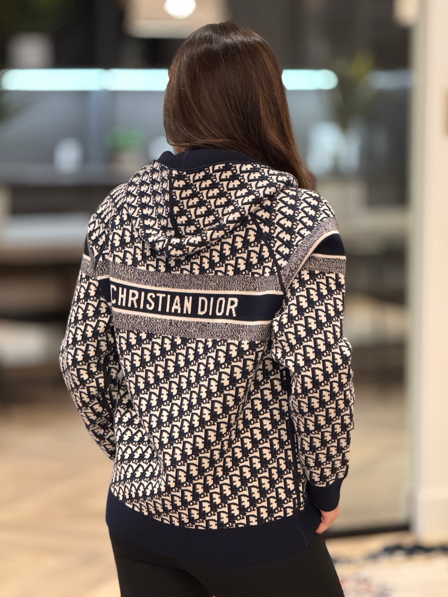 Dory Navy Monogram Sweater Top