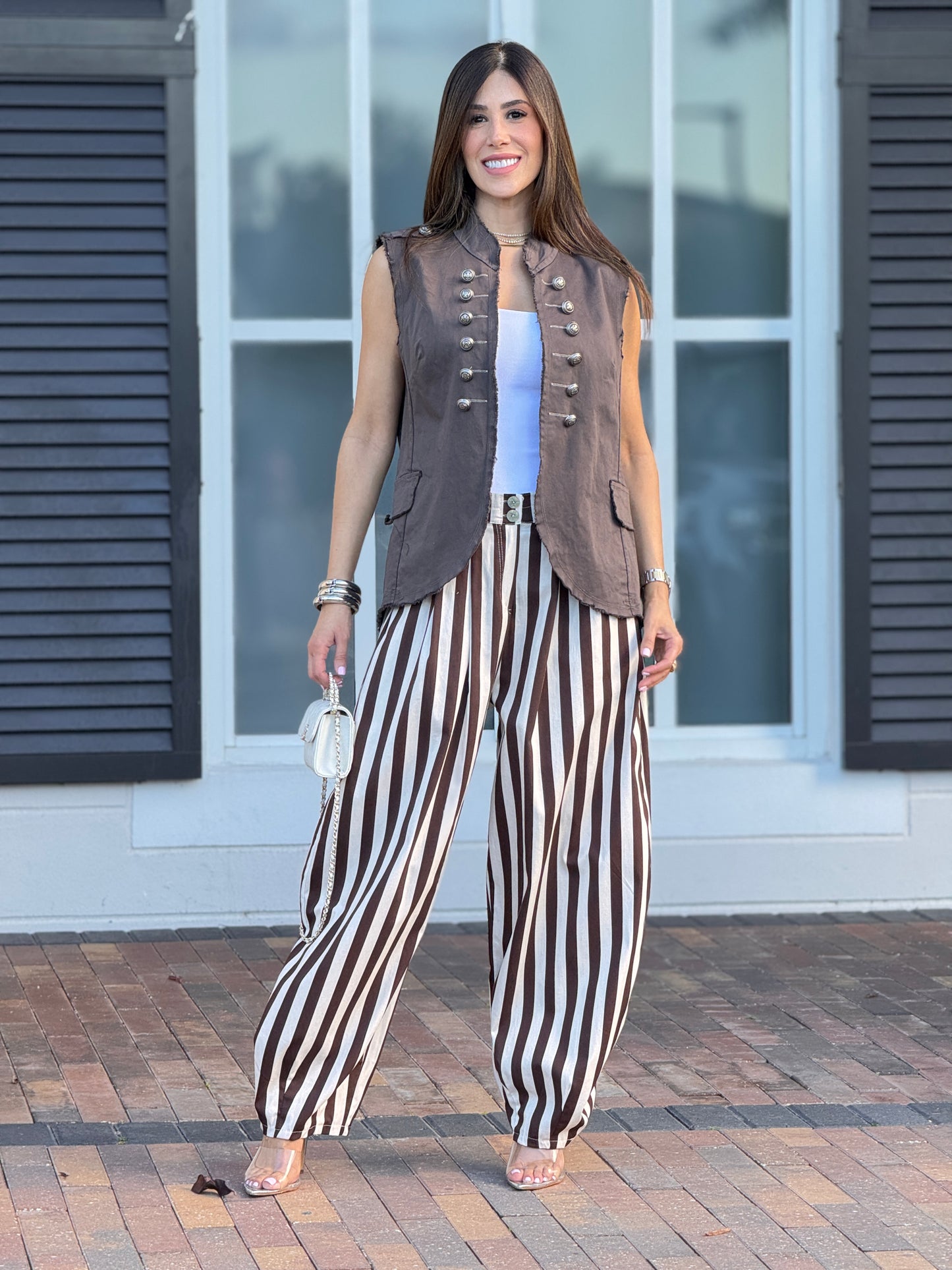 Italy Brown Lines Joggers Pants
