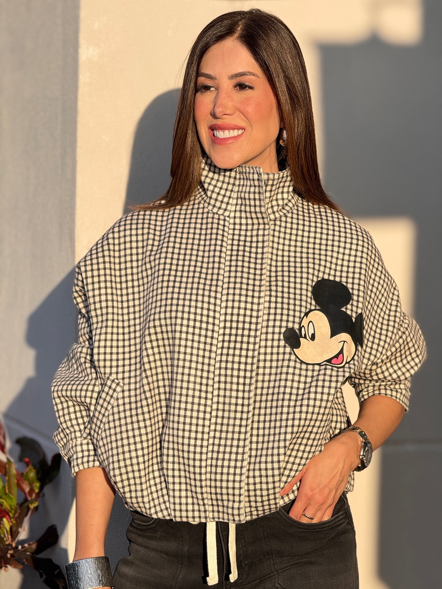 Cartoon Mouse Plaid Jacket Top