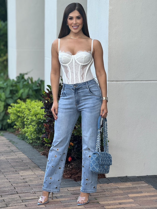 Ángel Silver Rings Denim Jeans