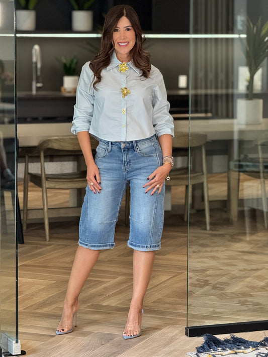 Risen Barrel Bermuda Jeans