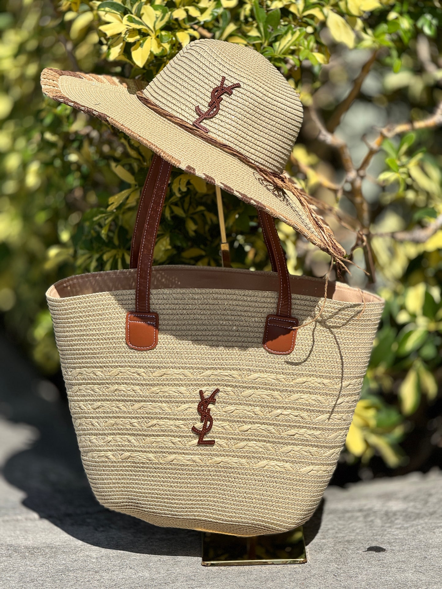 Yvie Beige Hat+Bag Set