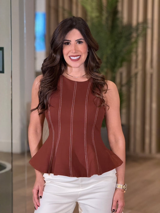Strut Brown Peplum Top
