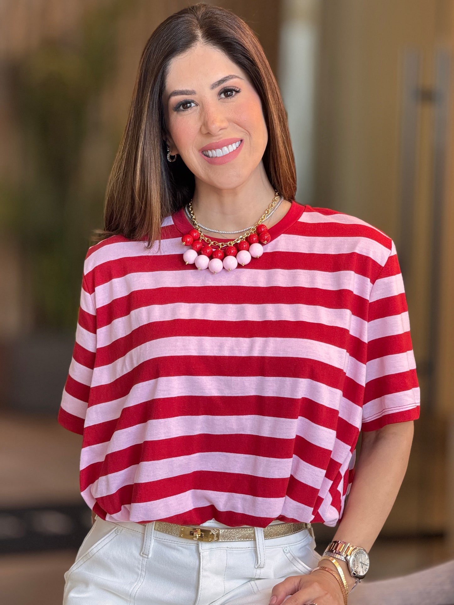 Glam Red/Pink Lines Top